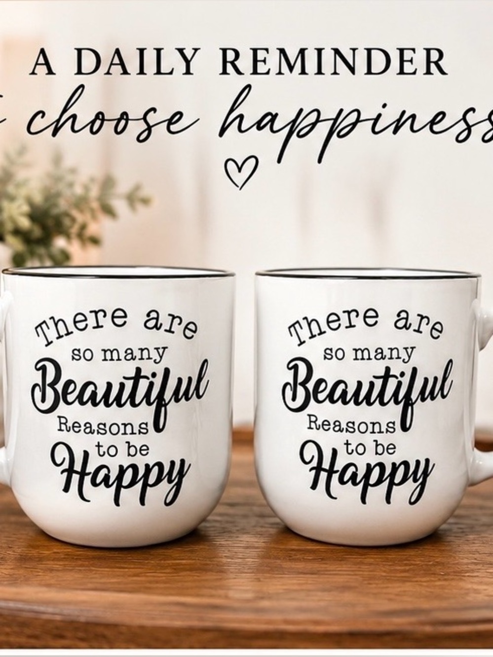 Boxed 2 Mug Set Inspirational Coffee Mug Positive Quote Ceramic 16 oz Gift Happy